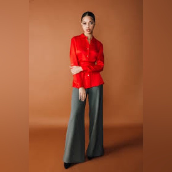 NWT Chloe Kristyn Erin Button Down Top with Tie Belt - Picture 3 of 13